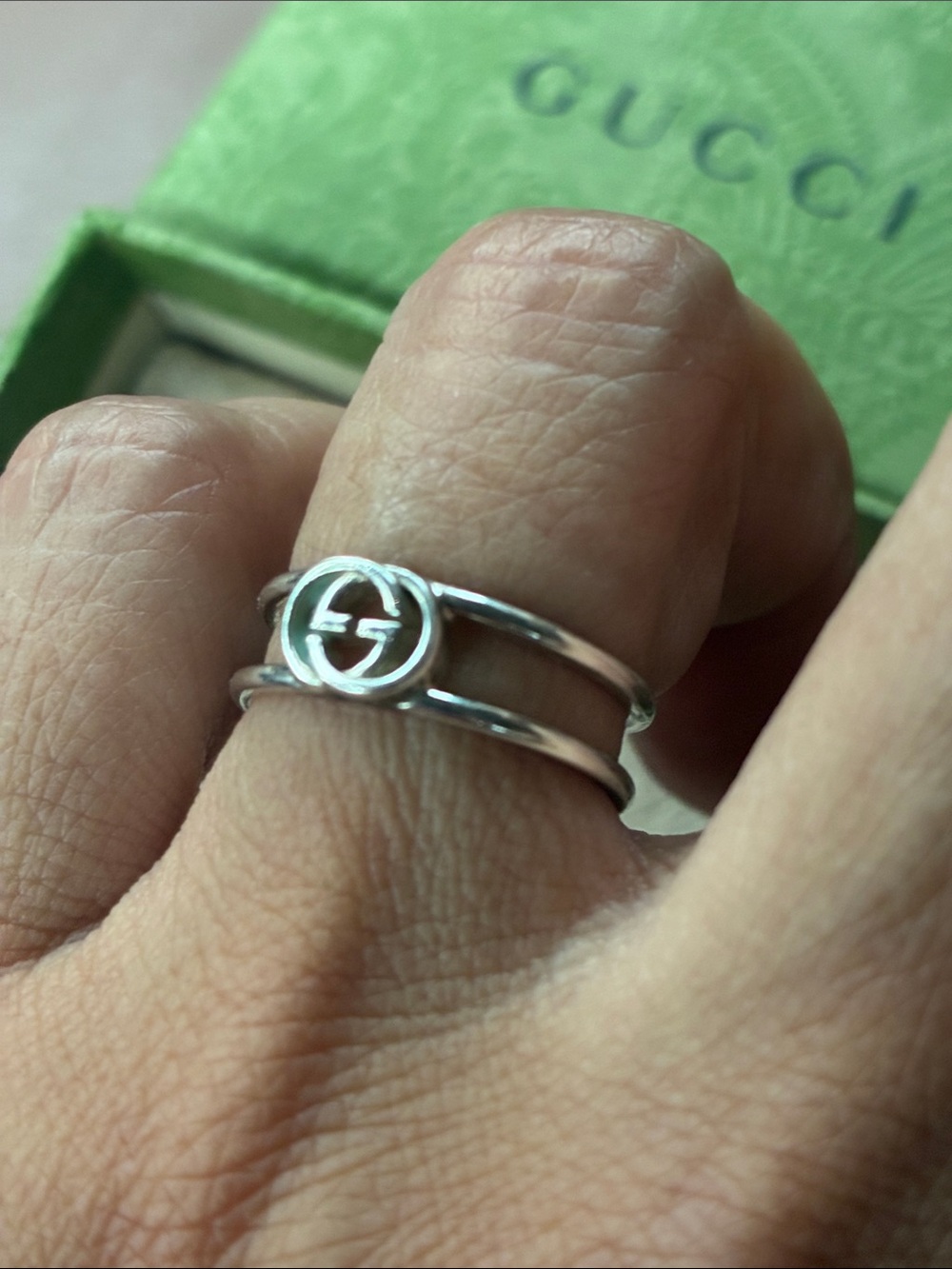 Gucci interlocking G ring 925 sterling silver size 6 new with box